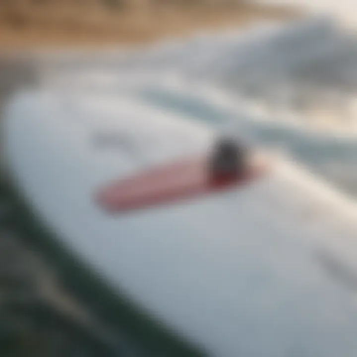 Close-up of the surfboard's advanced control features