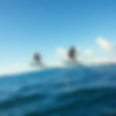 Surfers Embracing the Future of Watersports Aerial view of surfers using flying boards