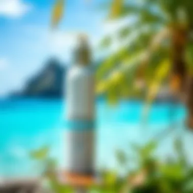 Eco-Friendliness of Thinksport Sunscreen Thinksport sunscreen bottle against an eco-friendly backdrop