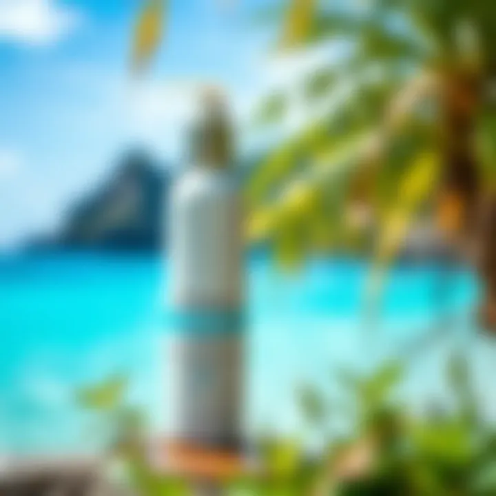 Eco-Friendliness of Thinksport Sunscreen Thinksport sunscreen bottle against an eco-friendly backdrop