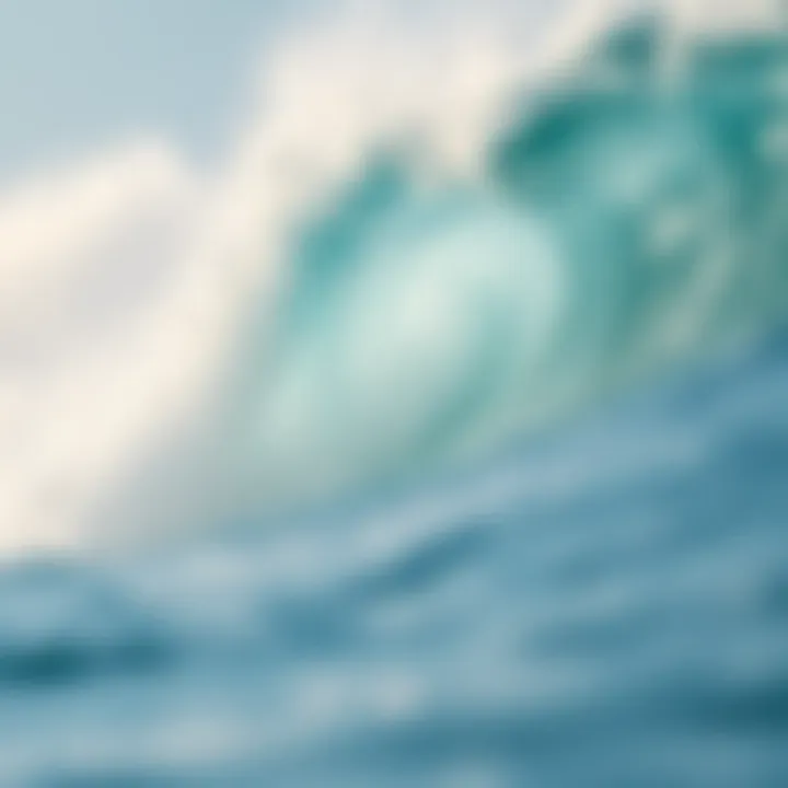 Riding the Perfect Wave A close-up of a surfboard riding a wave, highlighting the thrill of water sports.