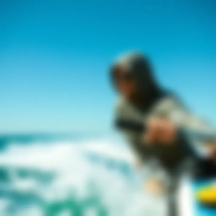 Baja Beach Hooded Sweater in Action Enthusiast wearing the Baja beach hooded sweater while engaging in watersports