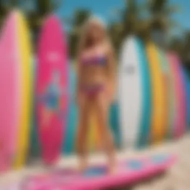 Vibrant Surfboard Designs in the Barbie Surfer World Barbie Surfer showcasing vibrant surfboard designs