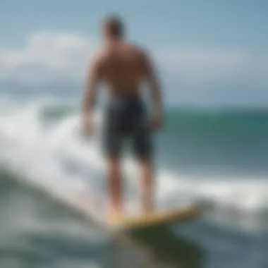 Surfing enthusiast wearing stylish boardshorts while riding a wave