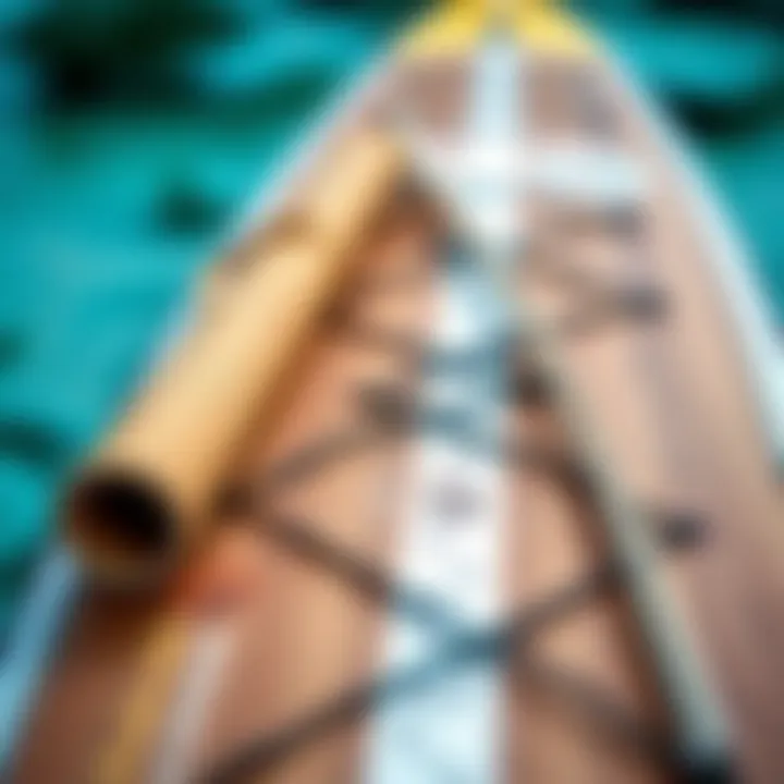 Close-up of paddleboard construction materials