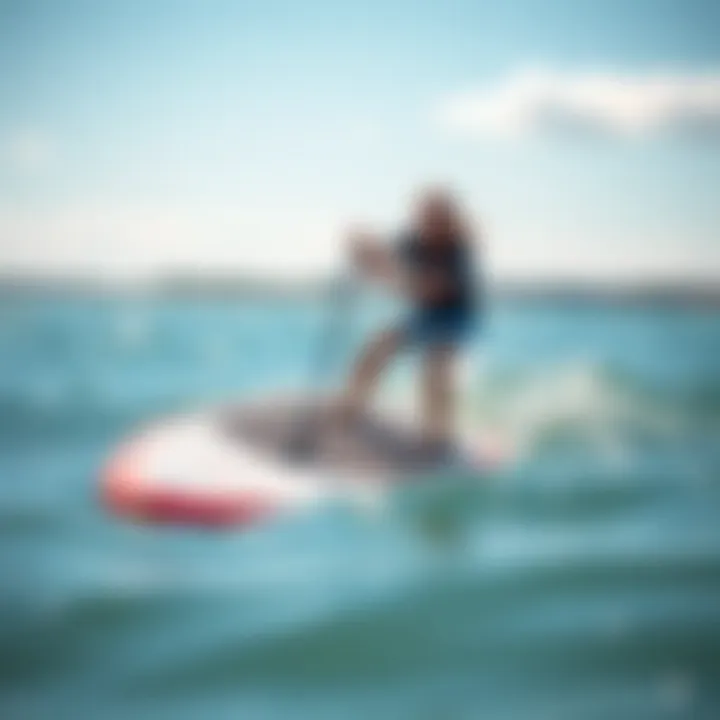 User enjoying surfing on an inflatable paddleboard