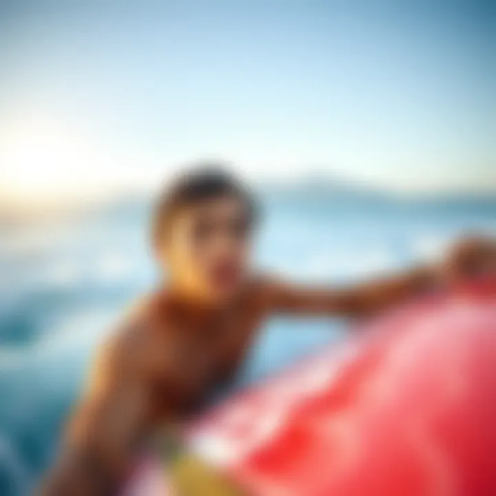 Surfer enjoying the waves with protected lips