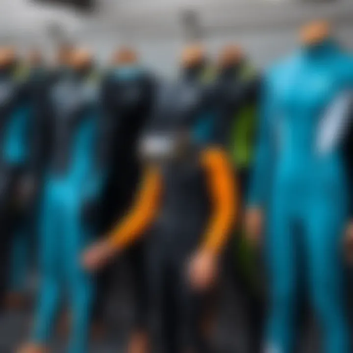 A Spectrum of Styles in Body Glove Dive Wetsuits Diverse Body Glove wetsuits displayed in a variety of styles and colors