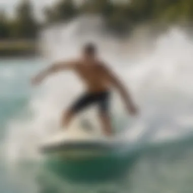 Riders experiencing the thrill of the BSR Wave Pool's simulated waves