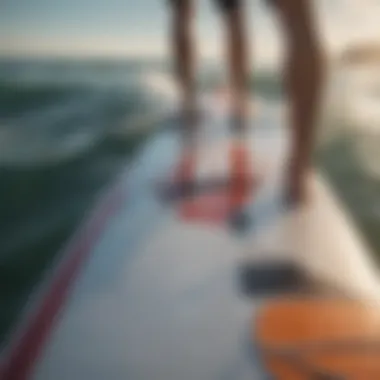 A close-up of paddleboard materials showcasing durability