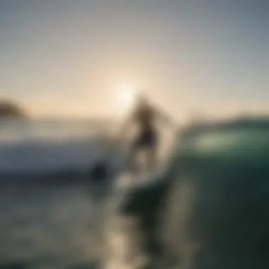 An adventurous paddler tackling waves in the ocean.