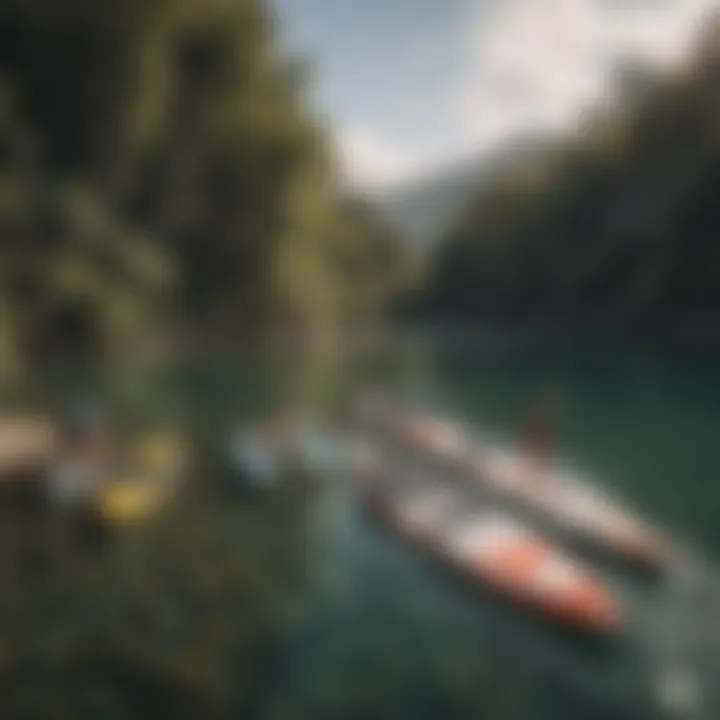 Different types of stand-up paddleboards lined up