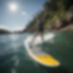 Paddle boarder in competitive race