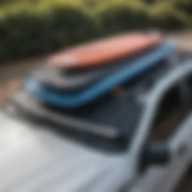 High-quality surfboard roof rack pads on a vehicle