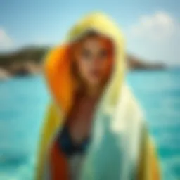 Elegant hooded towel designed for aquatic activities