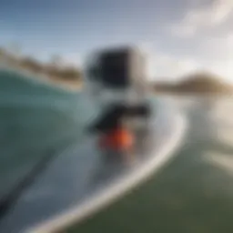 Dynamic GoPro camera mounted on a surfboard