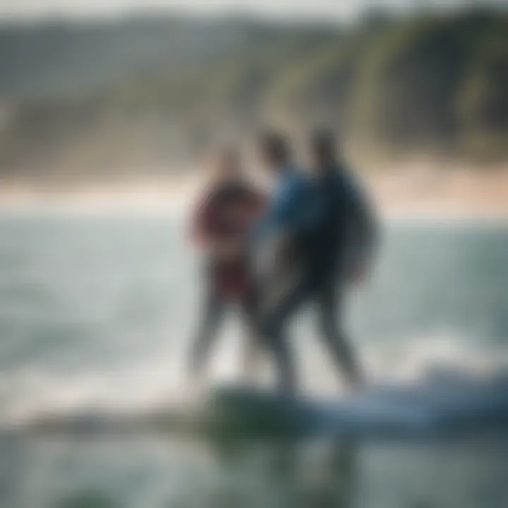 Instructor guiding a student on water techniques