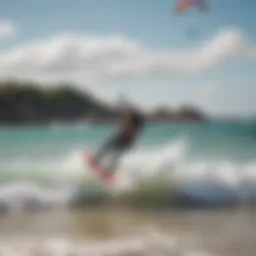 Vibrant kitesurfing scene on a sunny beach