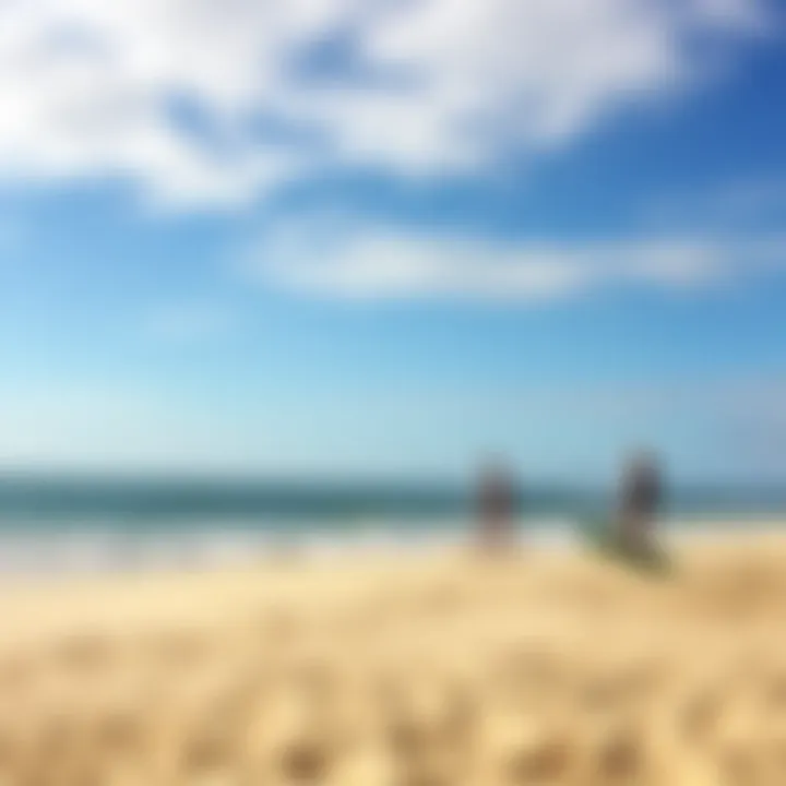 Ideal Beach Location for Pump Foil Riding A serene beach location ideal for riding pump foil boards