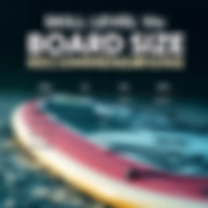 Infographic detailing the skill levels and recommended board sizes for paddlers