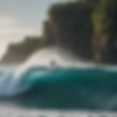 Surfers riding the iconic reef breaks of Bali