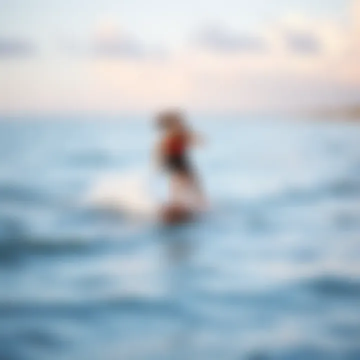 A tranquil beach scene illustrating safety practices for skimboarding enthusiasts.