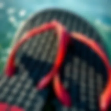 Grip Pattern of Del Sol Flip Flops Close-up of Del Sol flip flops showcasing the grip pattern