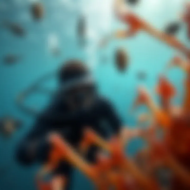 Diver Exploring Marine Life in Comfort Diver using wetsuit underwater