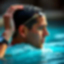A person tilting their head to one side to drain water from the ear