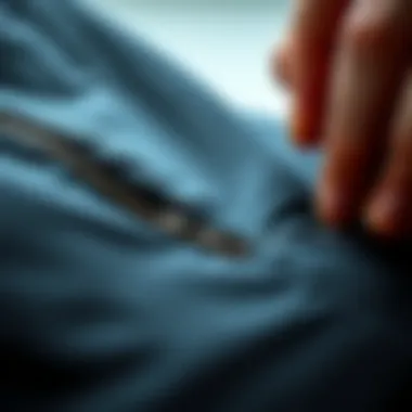 A visual representation of a zipper being gently pulled to release it from the fabric.