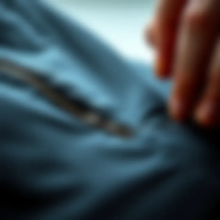 A visual representation of a zipper being gently pulled to release it from the fabric.