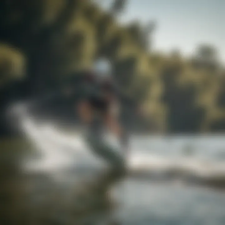 Scenic view of a rider gliding across calm waters