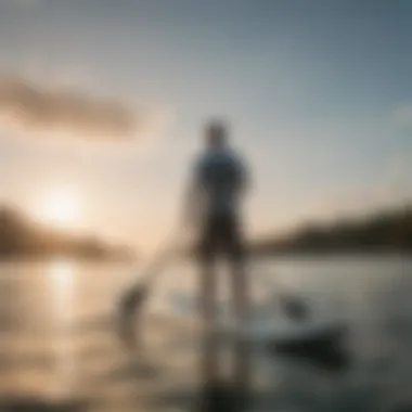 A paddleboarder enjoying a tranquil moment while practicing breath techniques