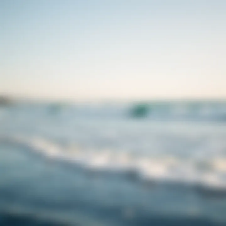 A serene coastline with gentle waves lapping at the shore