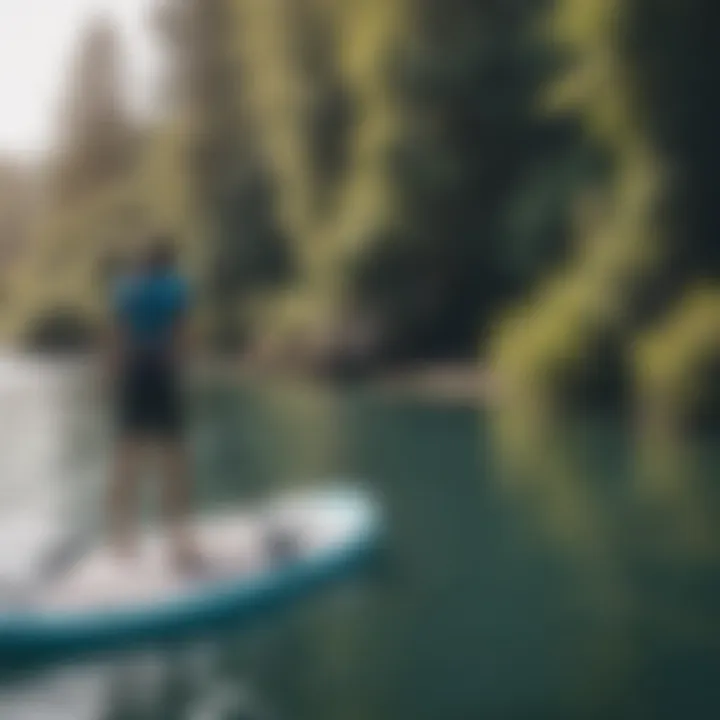 Inflatable paddle board on water