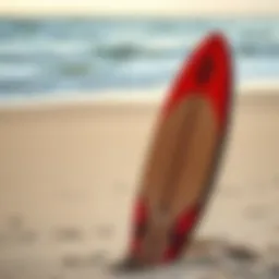 Exile skimboard showcased on the beach