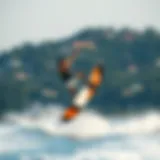 A dynamic wakeboarder performing a trick on water