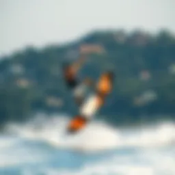 A dynamic wakeboarder performing a trick on water