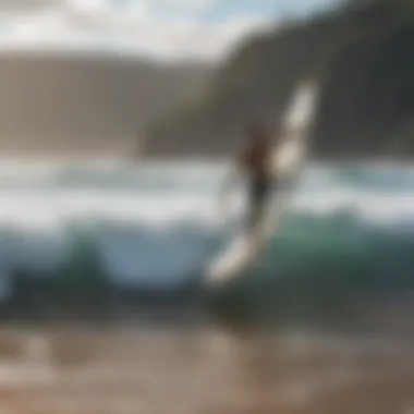 A local surf instructor giving lessons on the beach