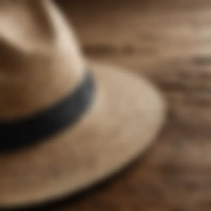 Close-up of hat materials highlighting texture and quality