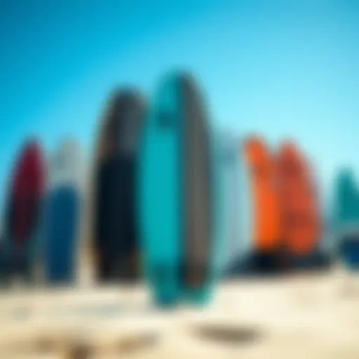 Vibrant display of various bodyboards highlighting different designs and features