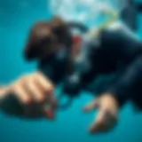 Diver practicing breath hold training underwater