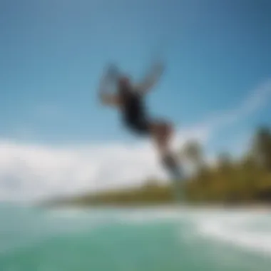 Kiteboarding Adventure in Cabarete Kiteboarder gliding on the crystal-clear waters