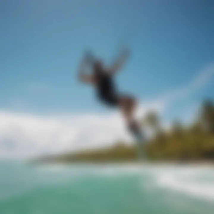 Kiteboarding Adventure in Cabarete Kiteboarder gliding on the crystal-clear waters