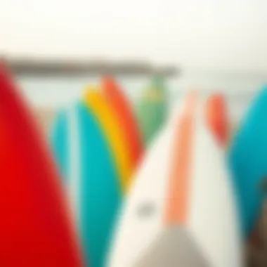 Surfboard lineup on the sand ready for action