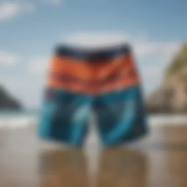 A collection of vibrant cire boardshorts displayed for selection