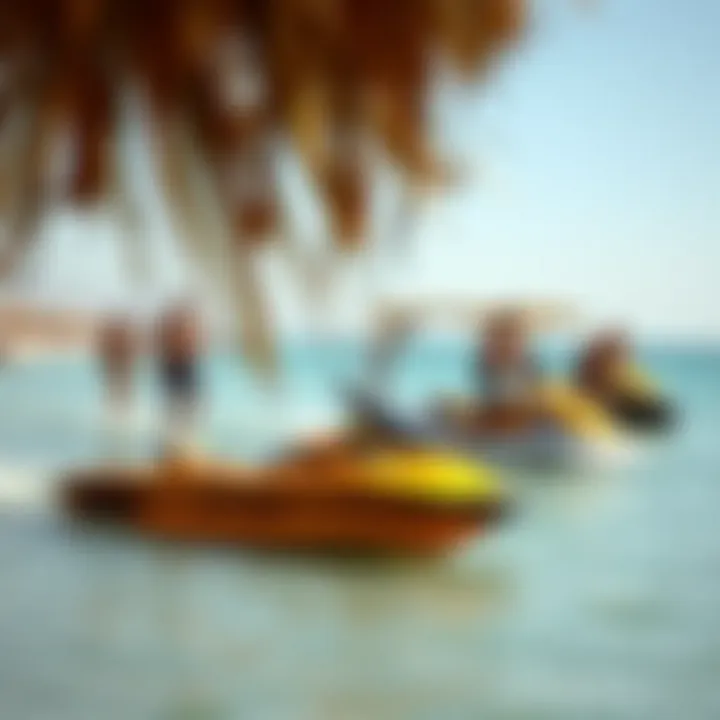 Watersport Activities at El Gouna Beach A serene beach scene with watersport enthusiasts enjoying various activities