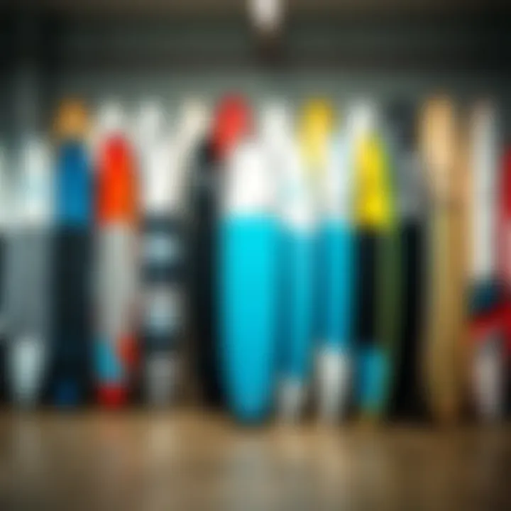 Diverse Hydrofoil Board Collection An array of hydrofoil boards lined up for display