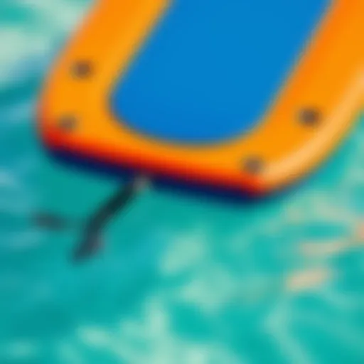 A vibrant inflatable boogie board in clear blue water