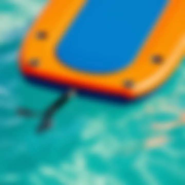 A vibrant inflatable boogie board in clear blue water